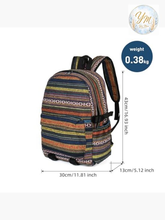 Vintage Boho Ethnic Fashion Backpack Purse Shoulder Bag Adjustable Strap